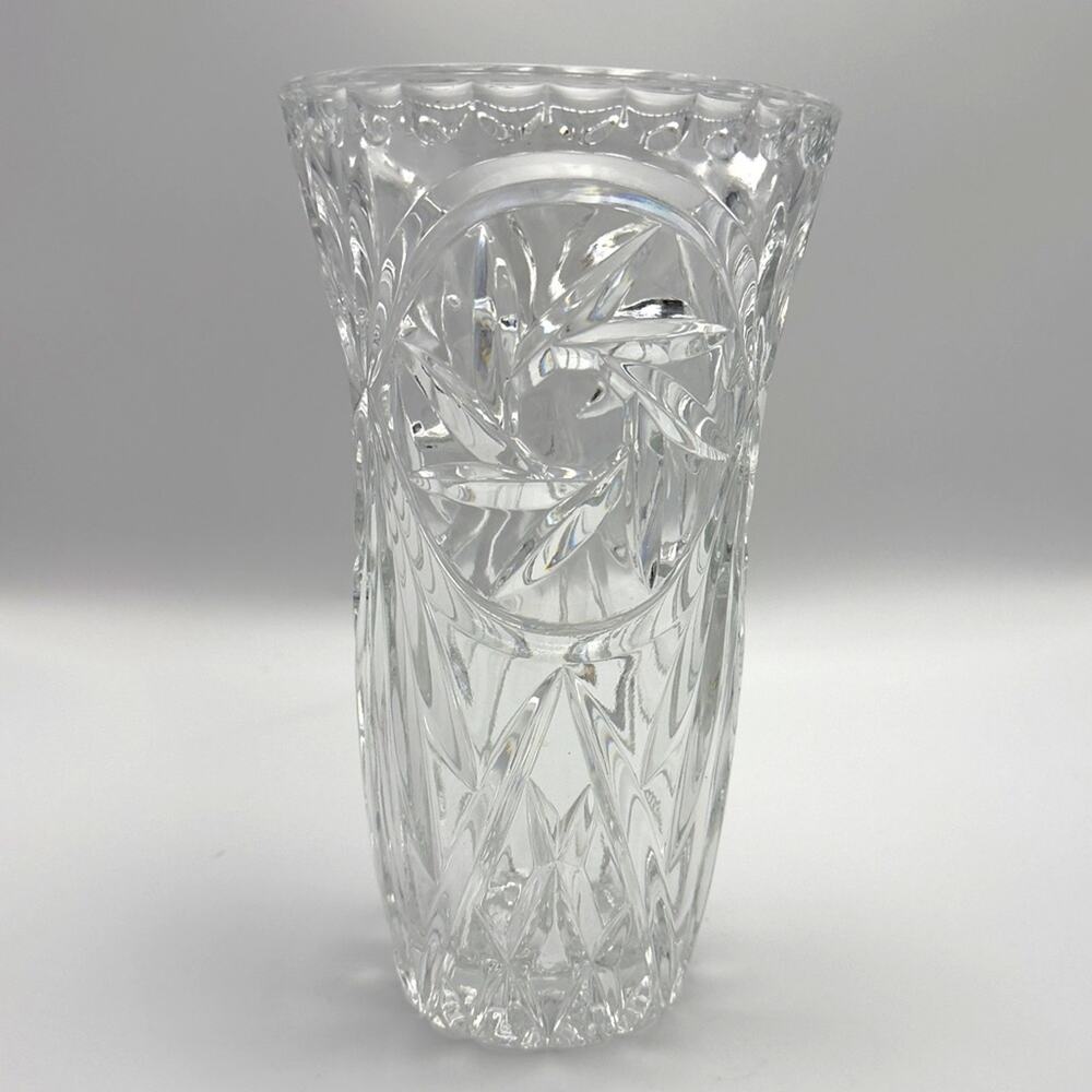 Antique ABP Hand-cut 24% Lead Crystal Glass Large Vase Handmade Vintage - Picture 3 of 10